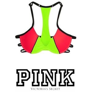 VS PINK Neon Strappy Racerback Bikini Top